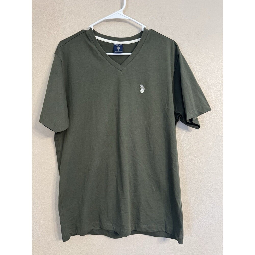 U.S. Polo Assn. Men's Green V-Neck Short Sleeve Solid T-Shirt M